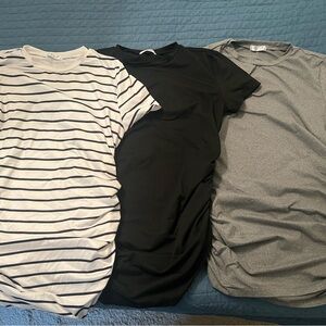 Classic Women's Maternity Short Sleeve Tees - Black, White Striped, Gray